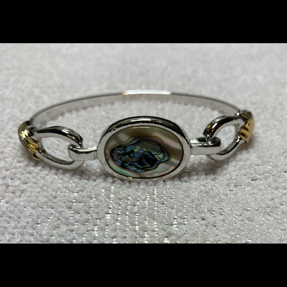 Vintage Abalone Hinged Bangle, Bracelet by AVON